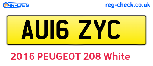 AU16ZYC are the vehicle registration plates.
