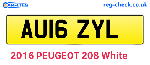 AU16ZYL are the vehicle registration plates.
