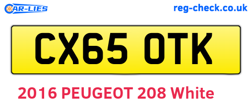 CX65OTK are the vehicle registration plates.