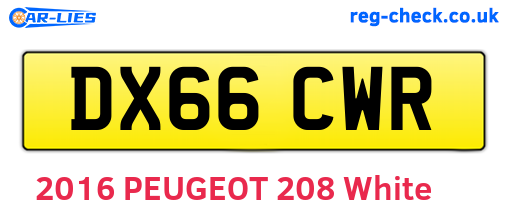 DX66CWR are the vehicle registration plates.