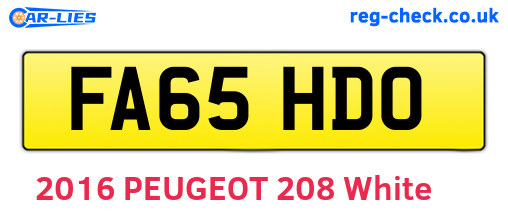 FA65HDO are the vehicle registration plates.