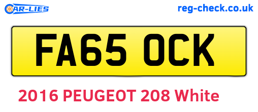 FA65OCK are the vehicle registration plates.