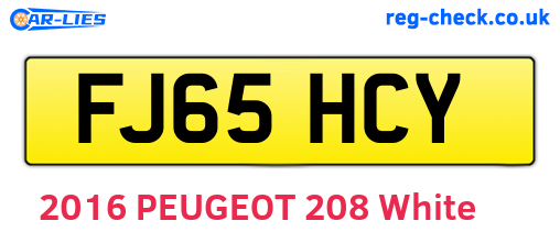 FJ65HCY are the vehicle registration plates.