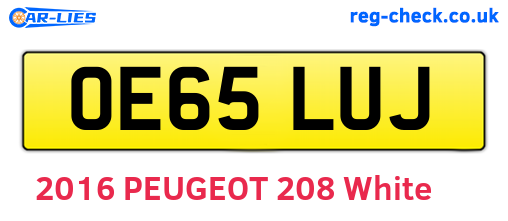 OE65LUJ are the vehicle registration plates.