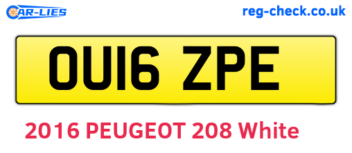 OU16ZPE are the vehicle registration plates.