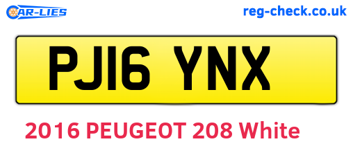 PJ16YNX are the vehicle registration plates.