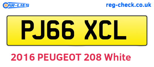 PJ66XCL are the vehicle registration plates.