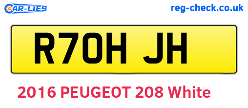 R70HJH are the vehicle registration plates.