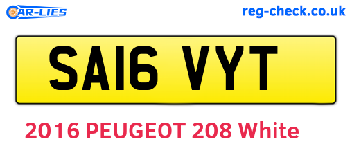 SA16VYT are the vehicle registration plates.