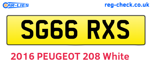 SG66RXS are the vehicle registration plates.