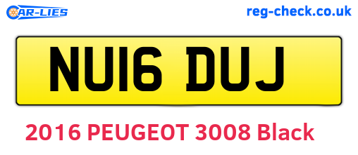 NU16DUJ are the vehicle registration plates.