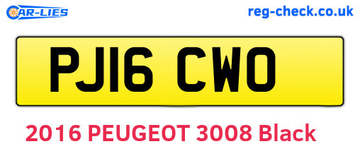 PJ16CWO are the vehicle registration plates.