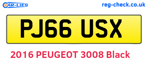 PJ66USX are the vehicle registration plates.