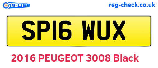 SP16WUX are the vehicle registration plates.