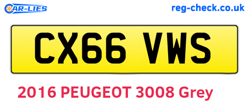 CX66VWS are the vehicle registration plates.