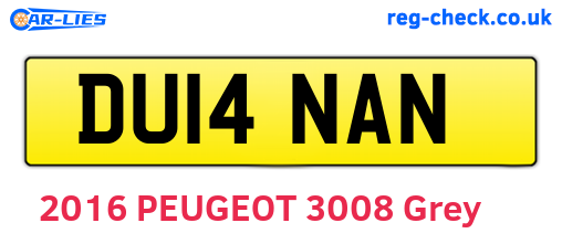 DU14NAN are the vehicle registration plates.
