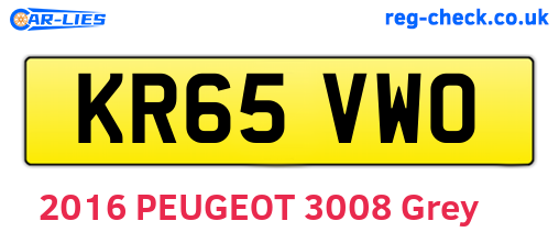 KR65VWO are the vehicle registration plates.