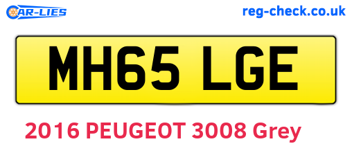 MH65LGE are the vehicle registration plates.