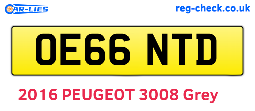 OE66NTD are the vehicle registration plates.