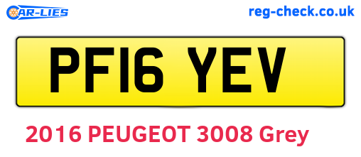 PF16YEV are the vehicle registration plates.