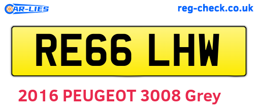 RE66LHW are the vehicle registration plates.