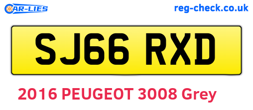 SJ66RXD are the vehicle registration plates.