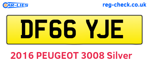 DF66YJE are the vehicle registration plates.