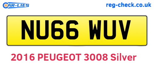 NU66WUV are the vehicle registration plates.