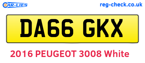 DA66GKX are the vehicle registration plates.