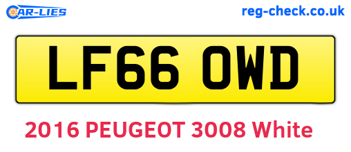 LF66OWD are the vehicle registration plates.