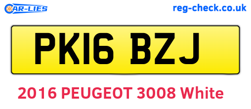 PK16BZJ are the vehicle registration plates.