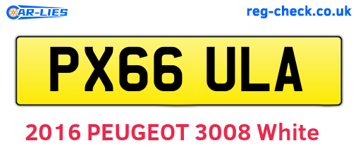 PX66ULA are the vehicle registration plates.