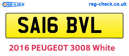 SA16BVL are the vehicle registration plates.