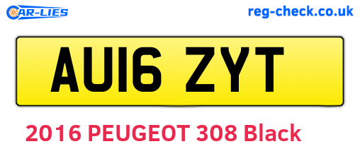 AU16ZYT are the vehicle registration plates.