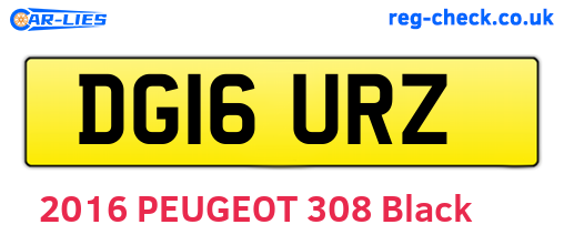 DG16URZ are the vehicle registration plates.