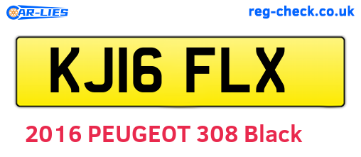 KJ16FLX are the vehicle registration plates.