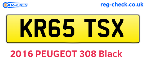 KR65TSX are the vehicle registration plates.