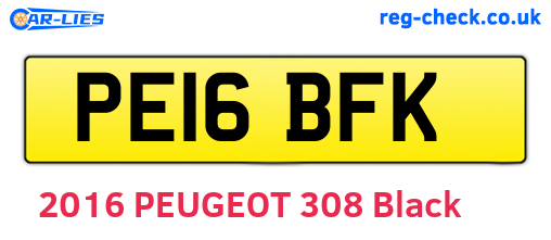 PE16BFK are the vehicle registration plates.
