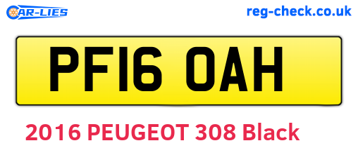 PF16OAH are the vehicle registration plates.