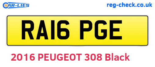 RA16PGE are the vehicle registration plates.