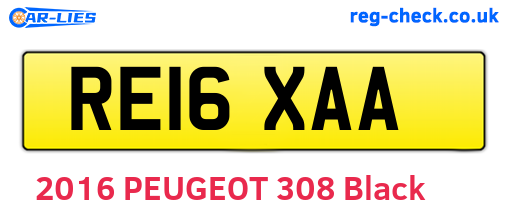 RE16XAA are the vehicle registration plates.