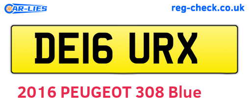 DE16URX are the vehicle registration plates.