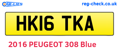 HK16TKA are the vehicle registration plates.
