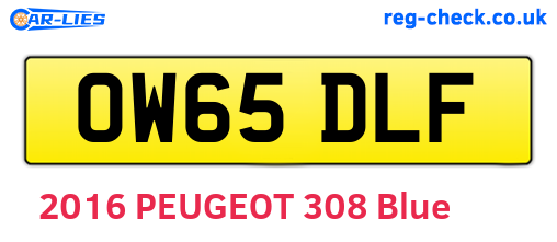 OW65DLF are the vehicle registration plates.