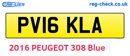 PV16KLA are the vehicle registration plates.
