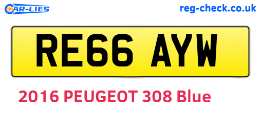RE66AYW are the vehicle registration plates.