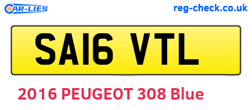 SA16VTL are the vehicle registration plates.
