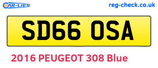 SD66OSA are the vehicle registration plates.