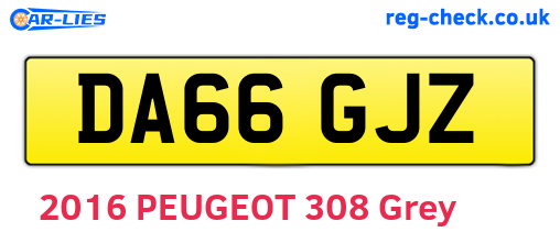 DA66GJZ are the vehicle registration plates.