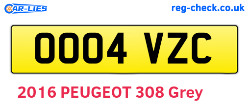 OO04VZC are the vehicle registration plates.